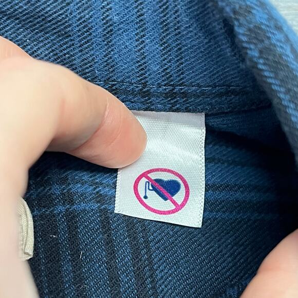 Duluth Trading Blue‎ Black Tartan Plaid Mens L Button Down Flannel Work Shirt - Picture 7 of 9